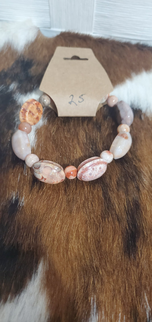 919 Agatized Fossil Coral Stretch Bracelet