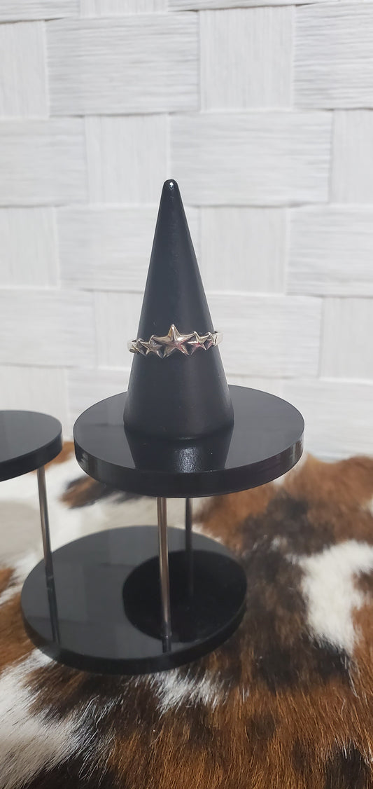896 Sterling Silver Stars Sz 8.50