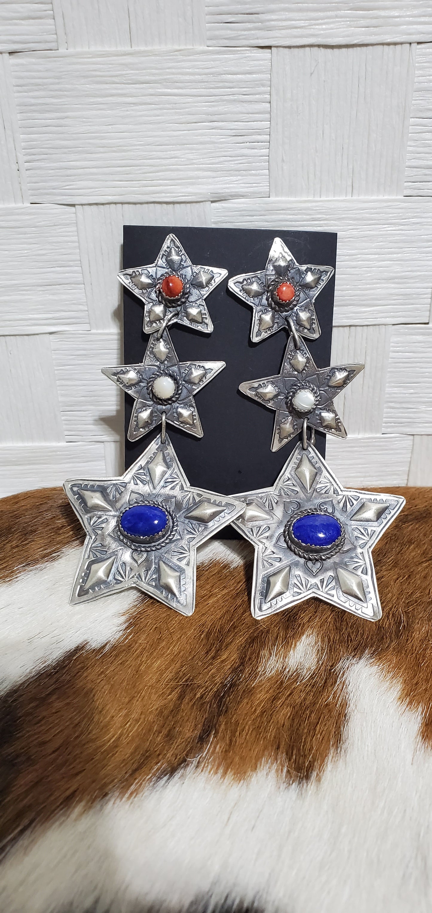 Native Artist Stamped Star Earrings #6 Gabrielle Yazzie