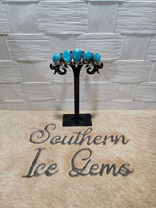 6 Native Artist Stamped Antionette Martinez Turquoise Cuff sz 7