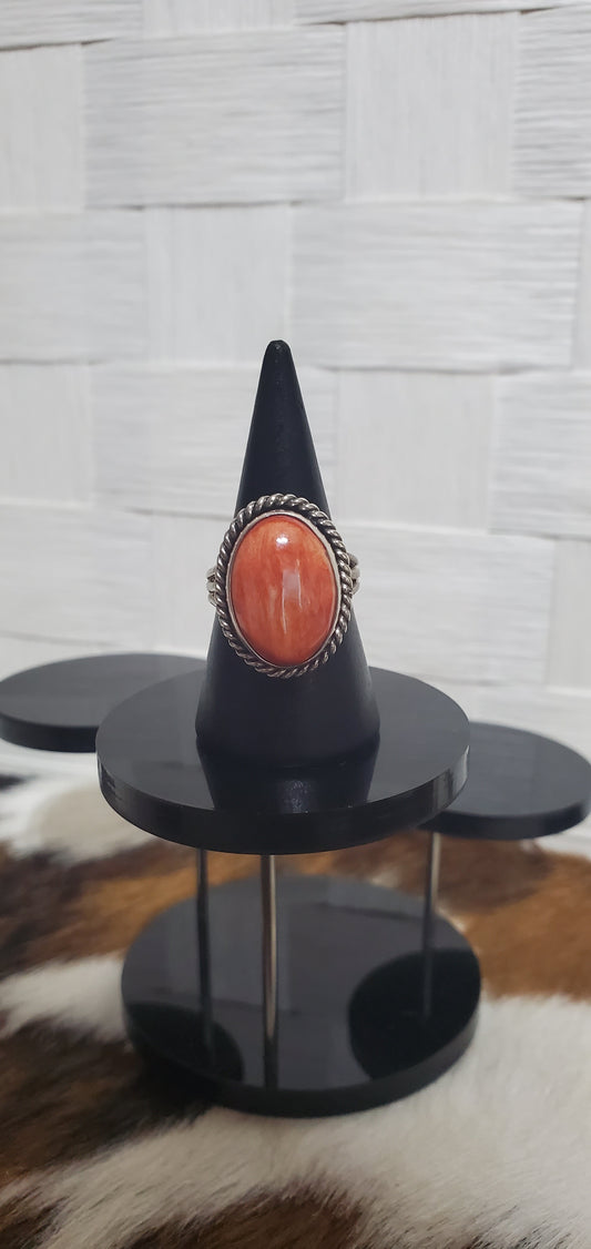 287 Native Artist Stamped Zia Orange Spiny Sz 7