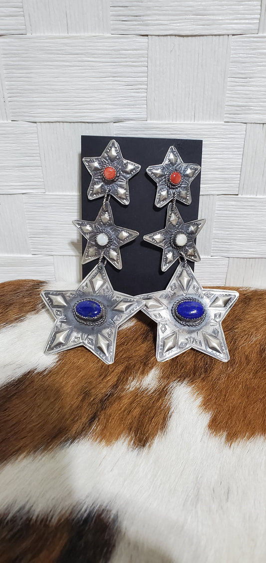 Native Artist Stamped Star Earrings #2 Gabrielle Yazzie
