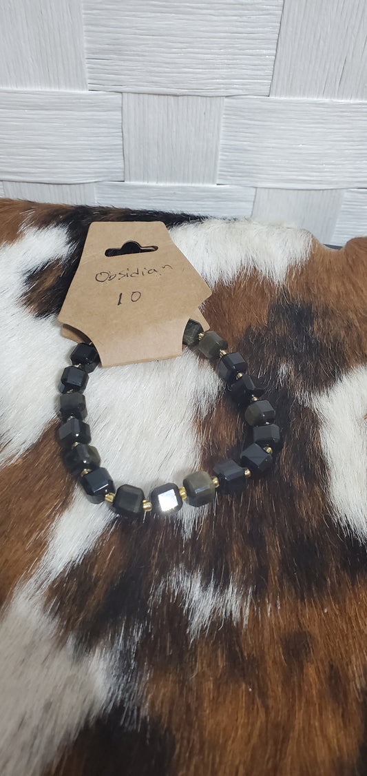 898 Obsidian Stretch Bracelet