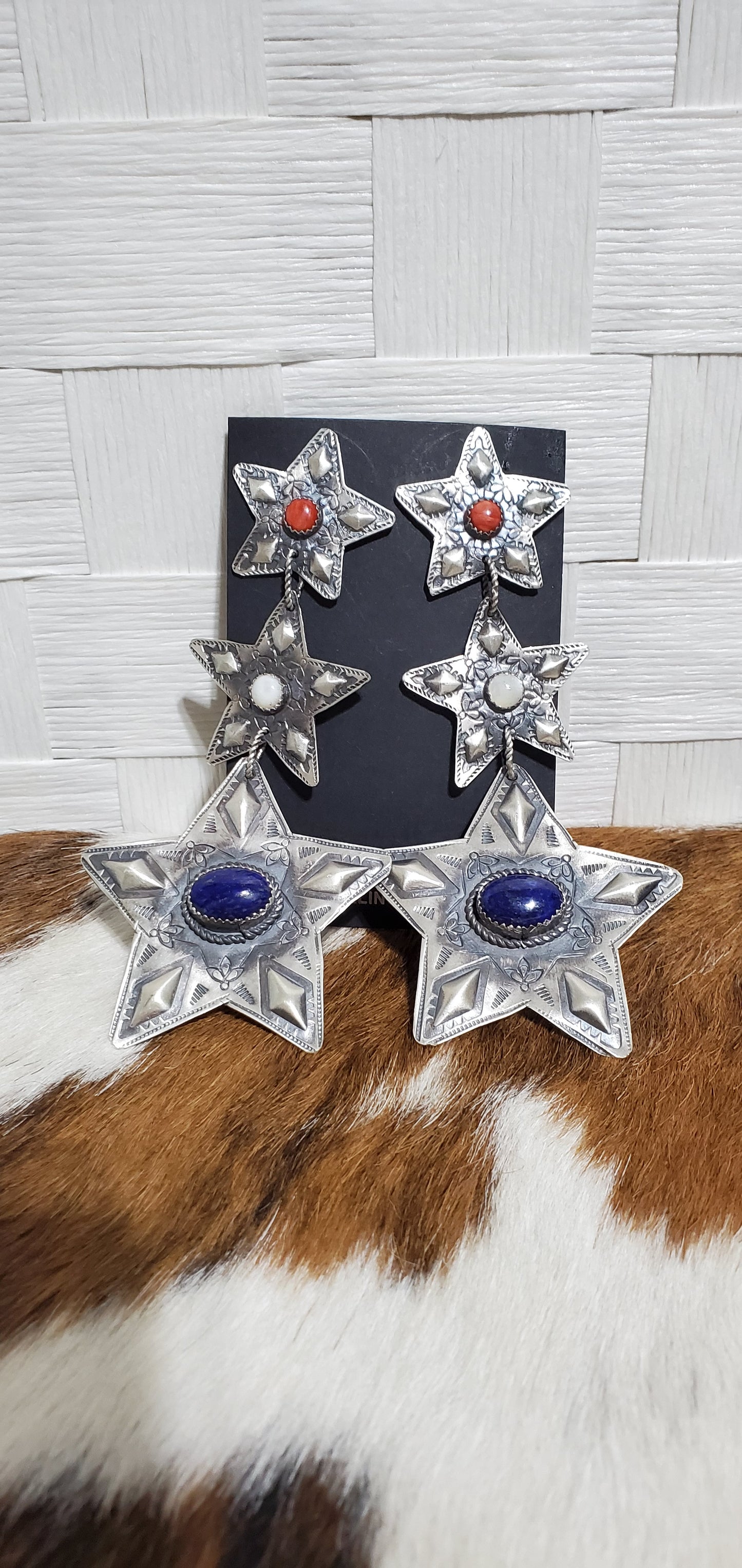 Native Artist Stamped Star Earrings #4 Gabrielle Yazzie