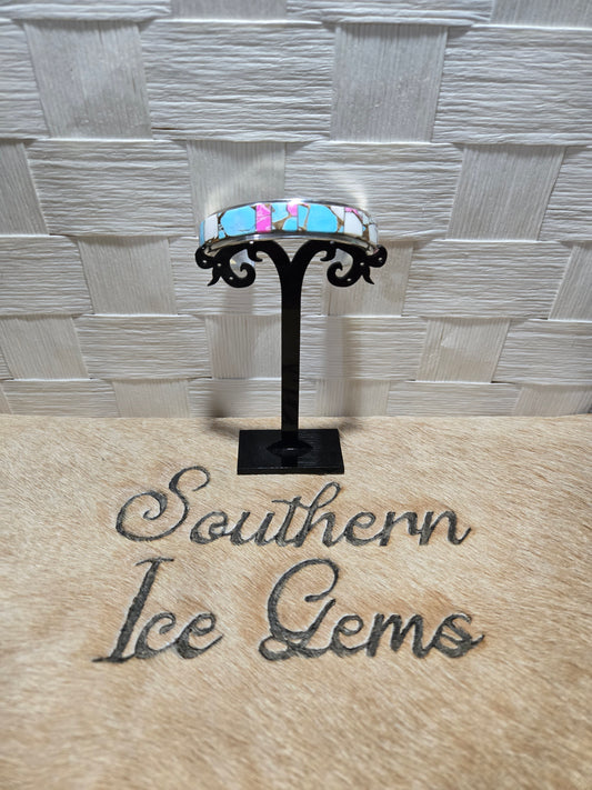 2 Native Artist Stamped Steve Fransisco Cotton Candy Cuff sz 6.50