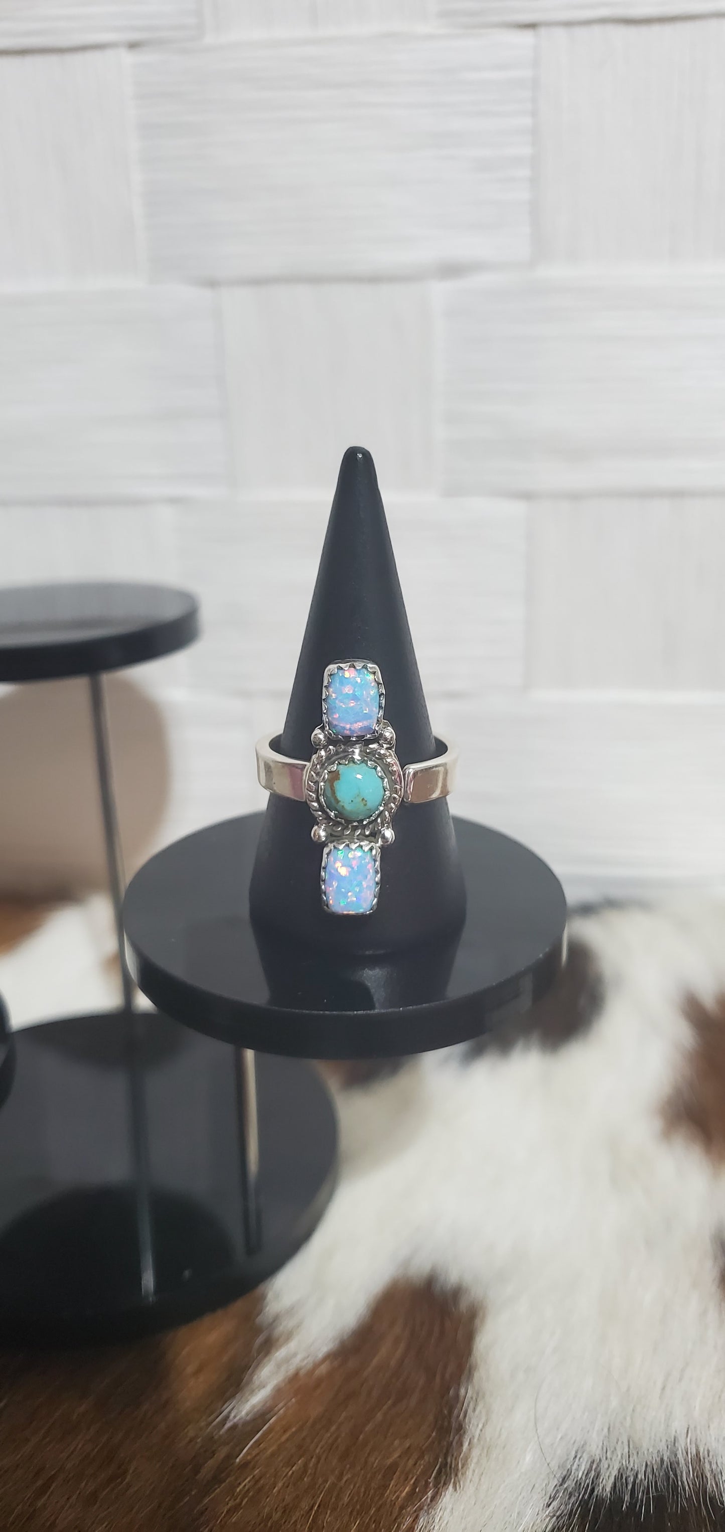 930 Aurora Opal and Turquoise Sz 8 Adjustable