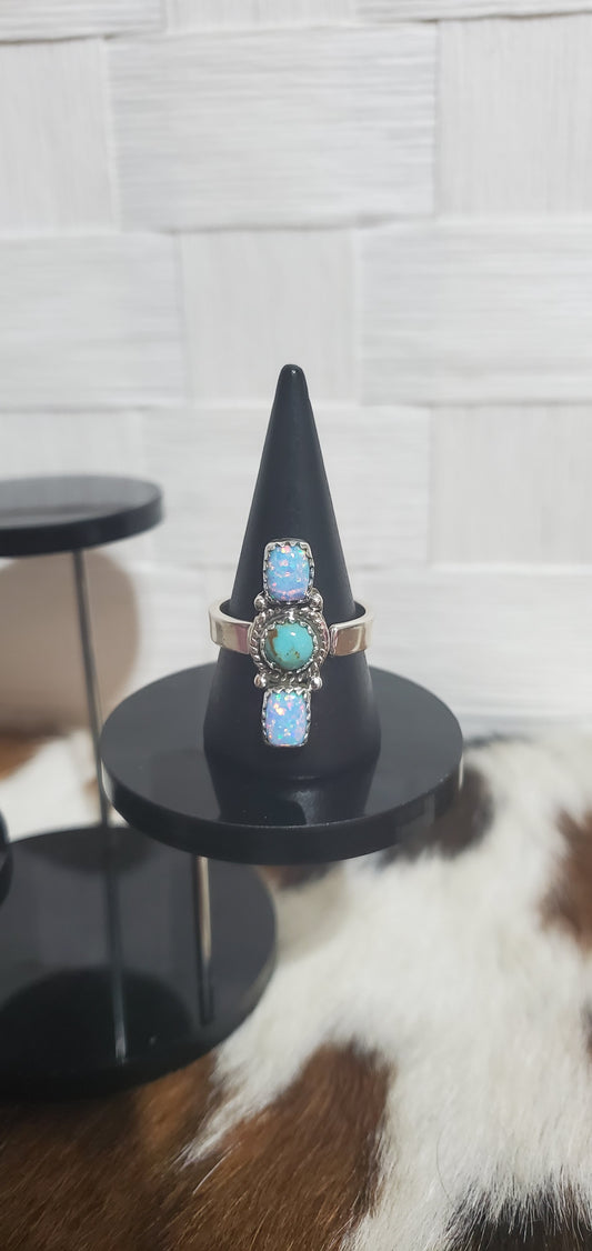 930 Aurora Opal and Turquoise Sz 8 Adjustable