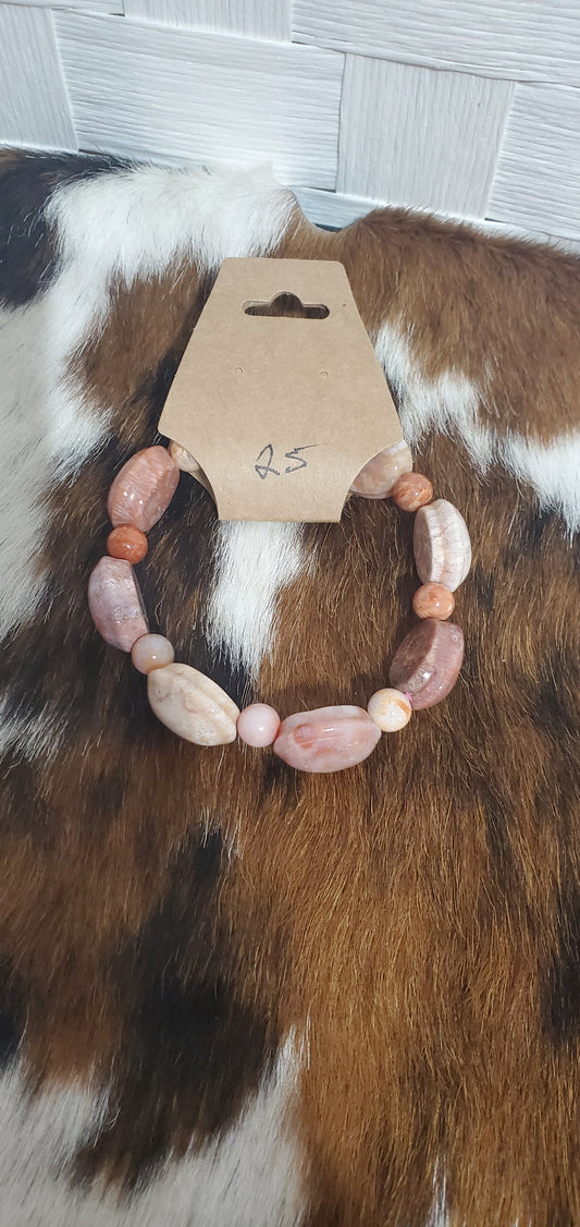 858 Agatized Fossil Coral Stretch Bracelet