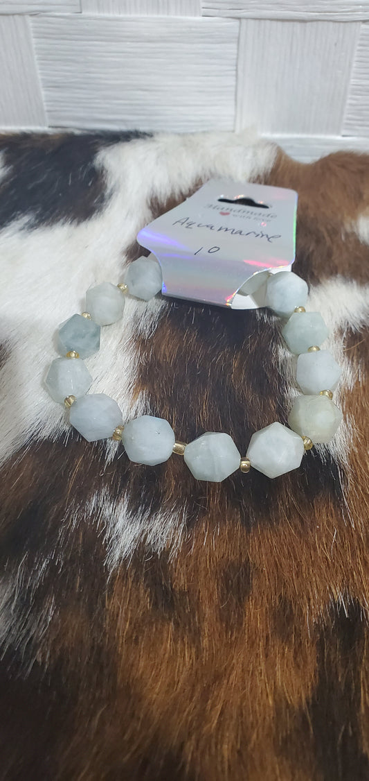 876 Aquamarine Stretch Bracelet